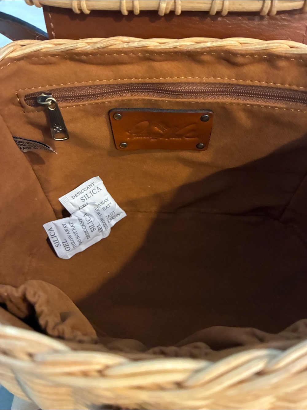 Patricia Nash woven Crossbody Bag with Brown Leather Trim and Floral Scarf - Picture 8 of 9